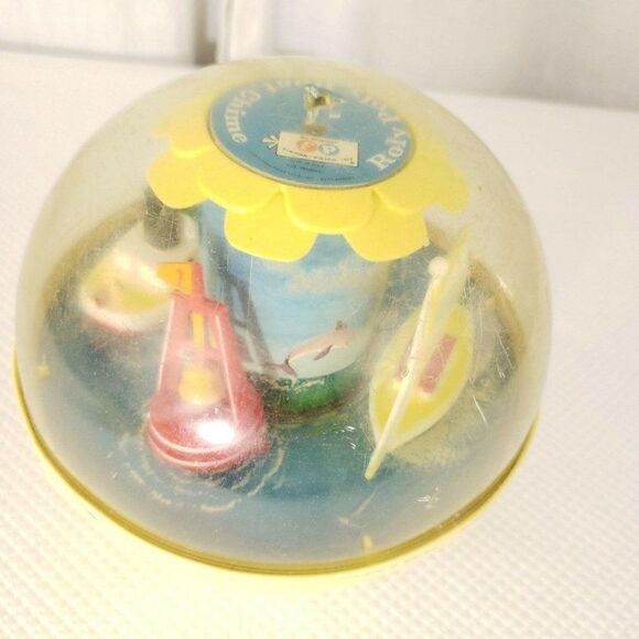 Fisher Price Roly Poly Boat Chime Ball #162  Yellow Sailboat Tugboat 67-69 Ocean - Picture 4 of 5